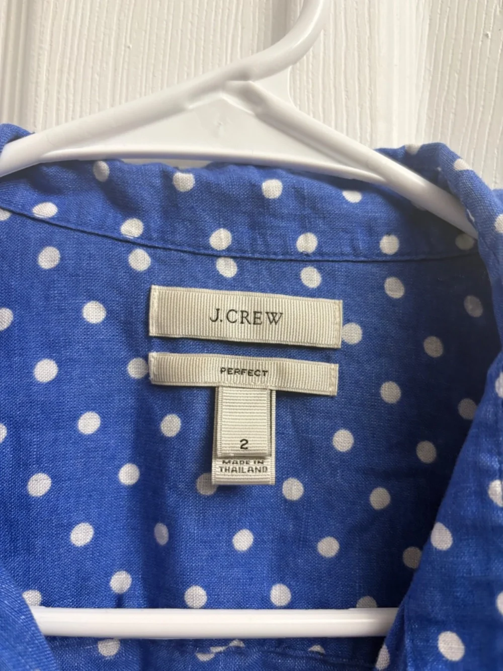J. Crew Women's Linen Polka Dot Perfect Button Down Top